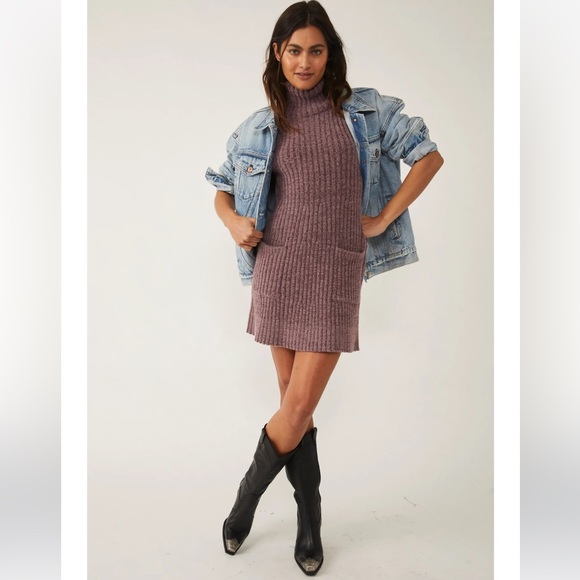 Free People Brandy Wine Claude Mini Sweater Dress - Picture 2 of 3